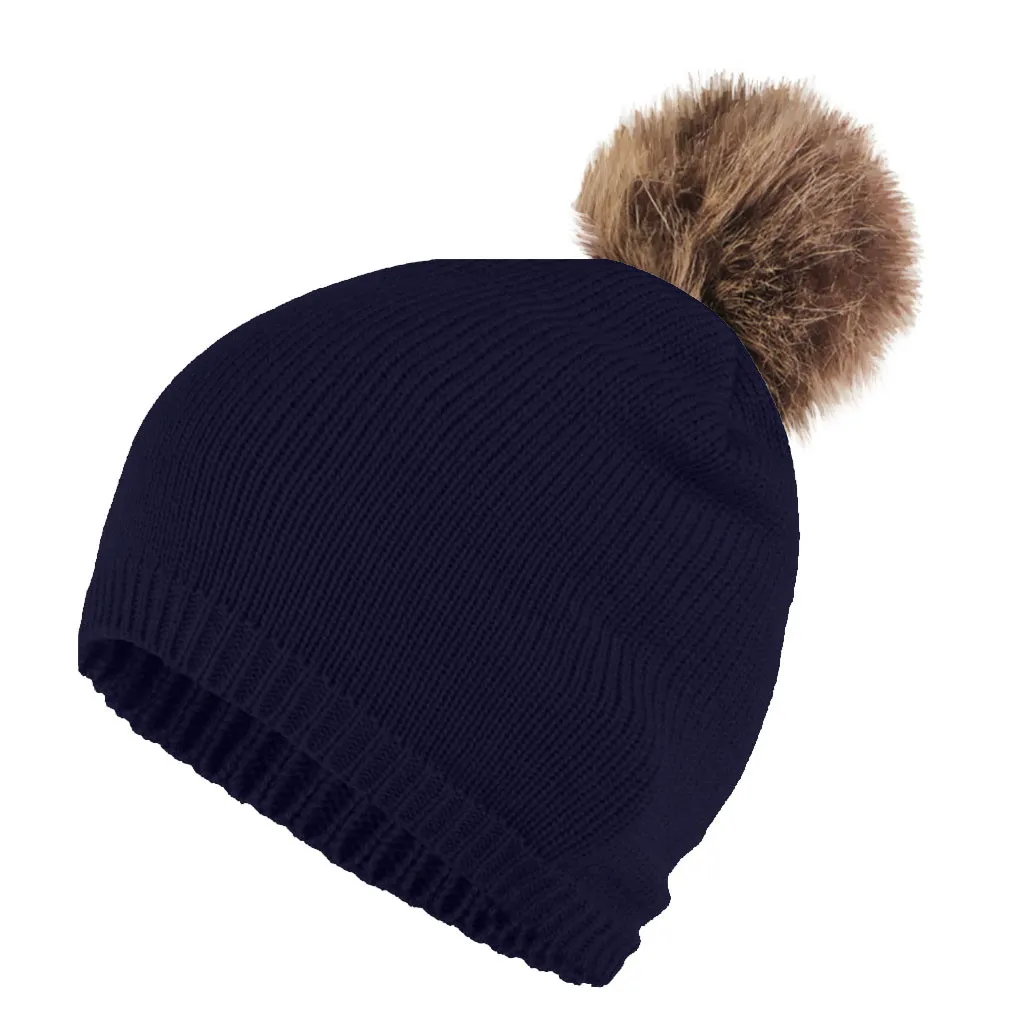 Женская зимняя шапка шапочка с помпоном шапка бини шапка-собачка כwool Wool шерстяная однотонная вязаная шапка Hairball Зимняя Толстая Теплая Повседневная Лыжная шапка# L