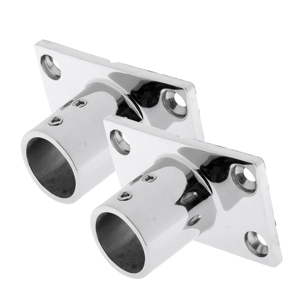 2x Boat Hand Rail Fitting 90 Deg 7/8' Stanchion Base Marine Stainless Steel