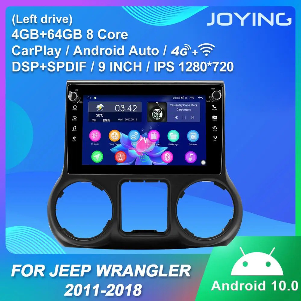 JOYING 9 inch head unit Android 10.0 car radio player stereo audio GPS Navigation for Jeep Wrangler 2011-2018 (left drive) DSP