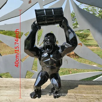 

16"Big Creative King Kong Decoration Art Craft Animal Simulation Resin Statue Gorilla Bust Figure Model Toy BOX 40CM Collectible