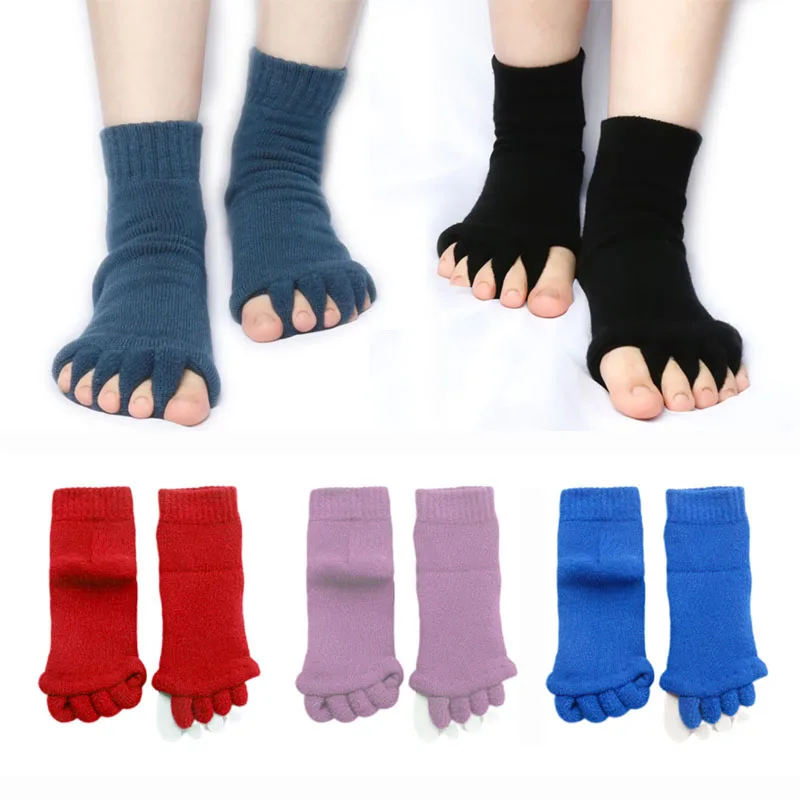 Женский массаж ног пять пальцев Сепаратор Носки облегчение боли вальгусная деформация корректор M6CD