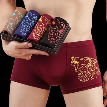 

4pcs/lot Plus size boxer men underwear Homme mens print stripe boxer shorts Male fashsion sexy breathable boxers XL-4XL