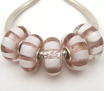 

JGWG1935 5X 100% Authenticity S925 Sterling Silver Beads Murano Glass beads Fit European Charms Bracelet diy jewelry Lampwork