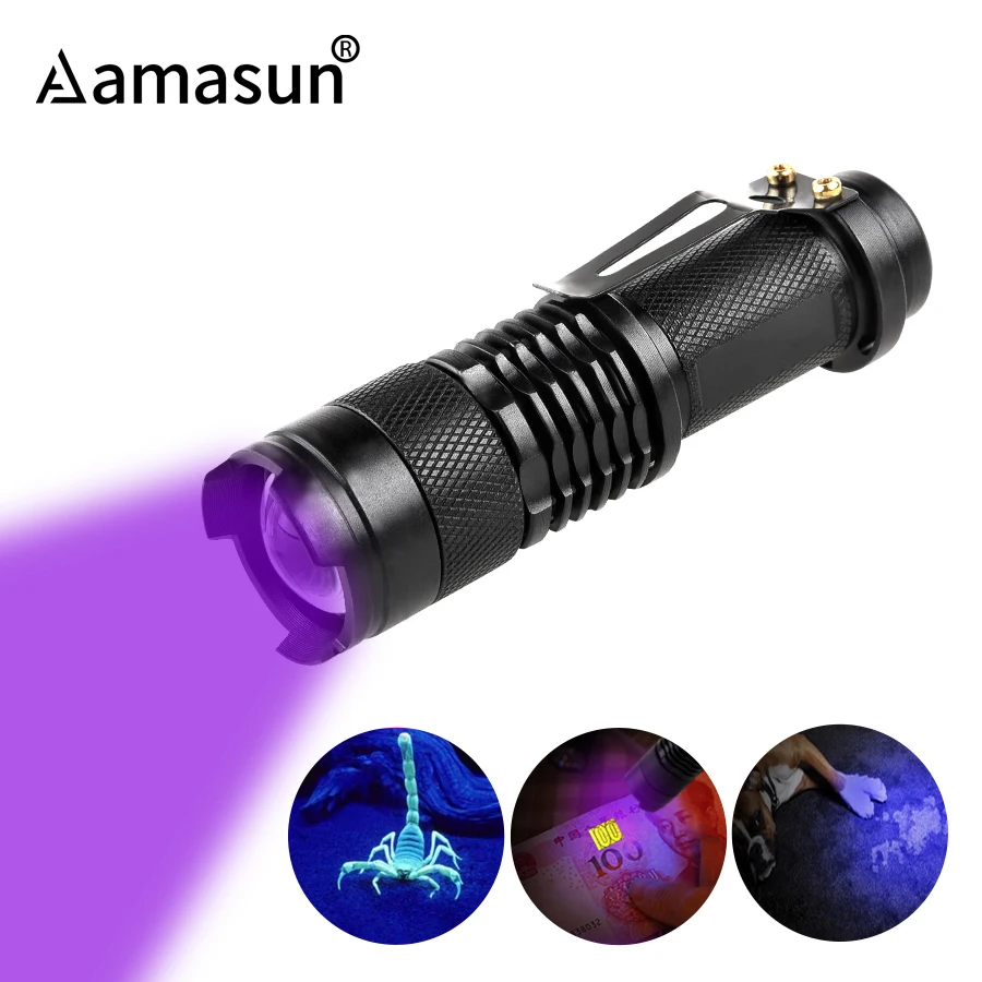 Mini Aluminium UV Ultravlolet LED Taschenlampe Schwarz Licht Fackel Licht ar 