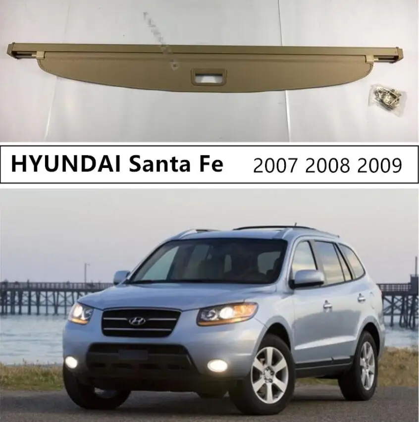 

Aluminium alloy + Fabric Rear Trunk Security Shield Cargo Cover For HYUNDAI Santa Fe ix45 2013.2014.2015.2016