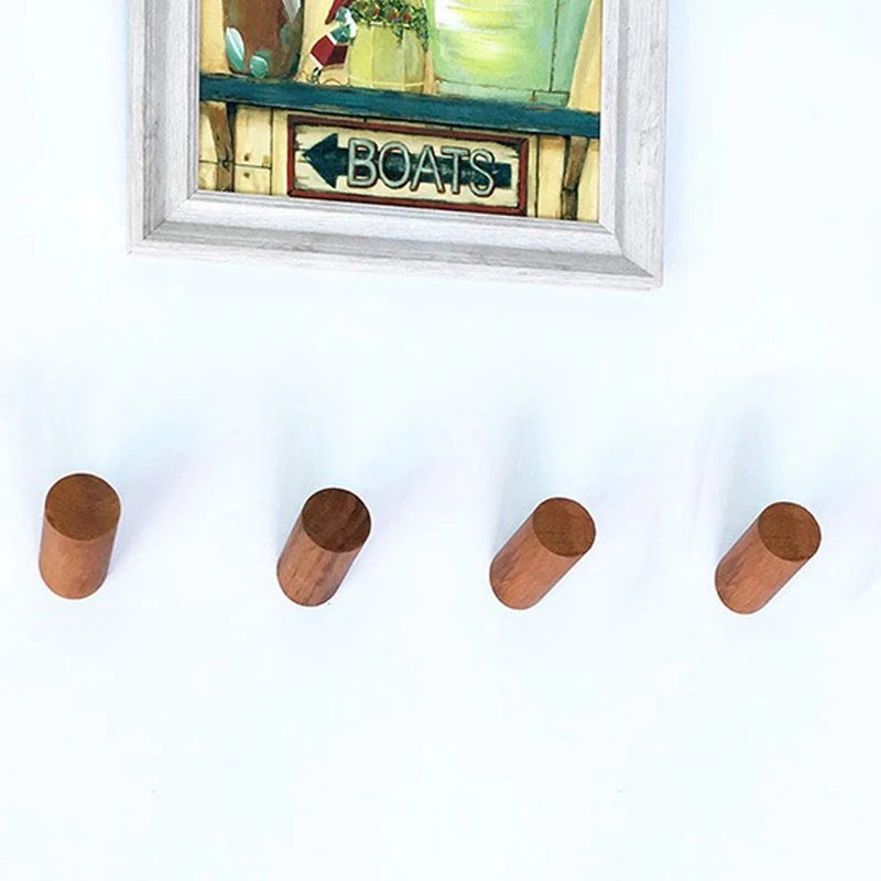 8Pack Wooden Coat Hook Wall-Mounted Retro Storage Bag Hanger, Hat Rack Hanger Hanger(Black Walnut 8 Pieces, 4 Inches