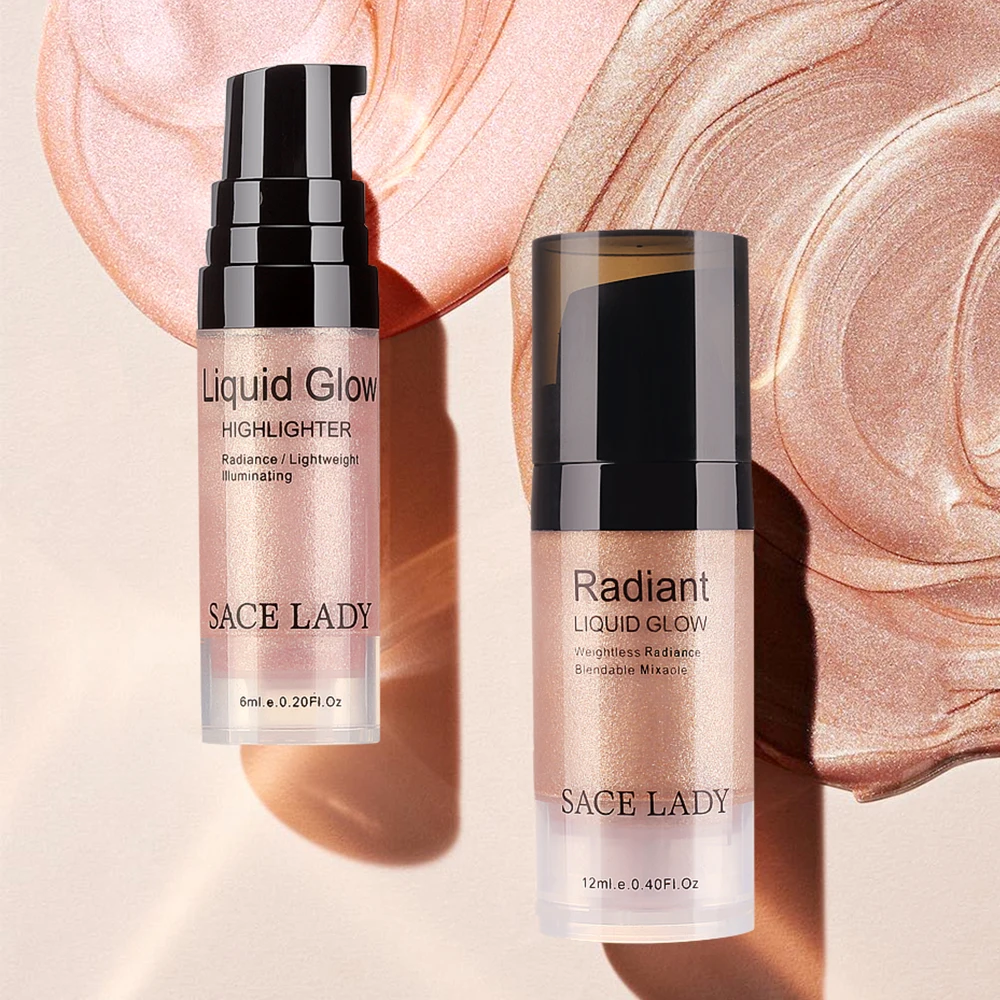 SACE LADY Glitter Liquid Highlighter 3D Face Illuminator Professional Shimmer Glow Make Up Cream Facial Bronzer Contour Cosmetic
