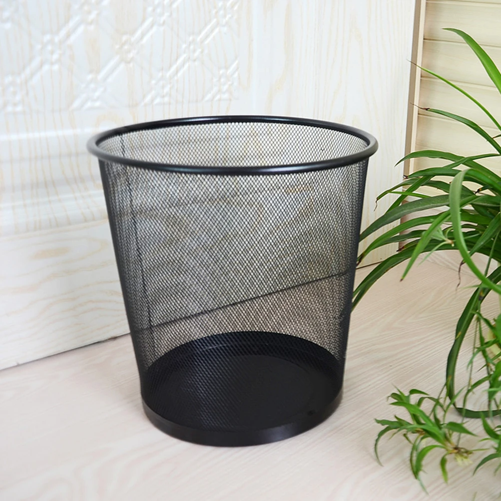 Mesh Waste Bins Iron Trash Bin Paper Basket Kitchen Bedroom Office Rubbish Waste Bins Holder Can Household Home Cleaning Tools