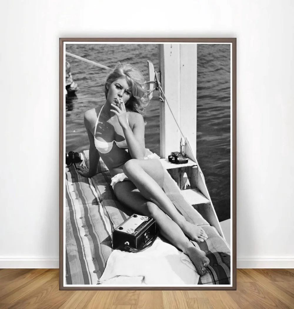 Модный плакат Brigitte Bardot холст художественные принты черный и белый печать
