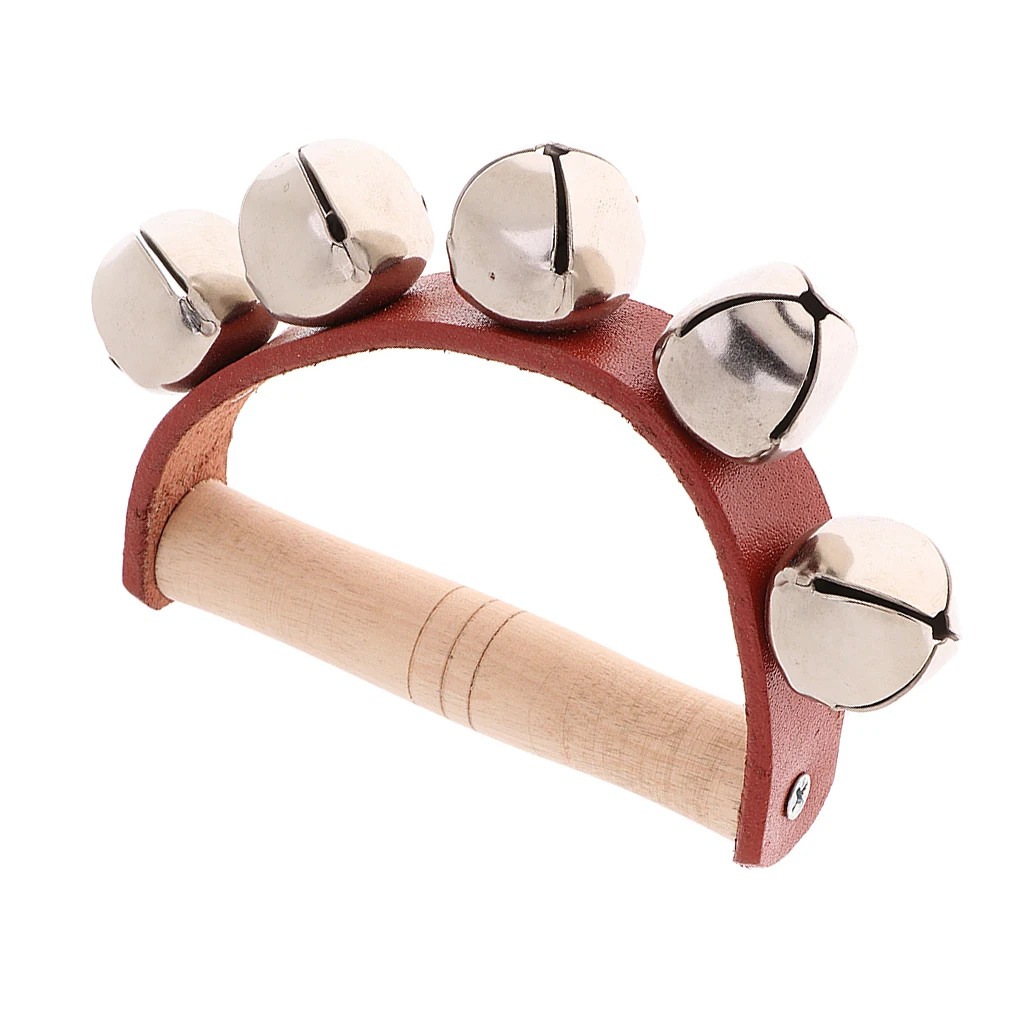 Wooden Handle Bell Shaker Rattle Toys for Baby Kids Musical Instrument