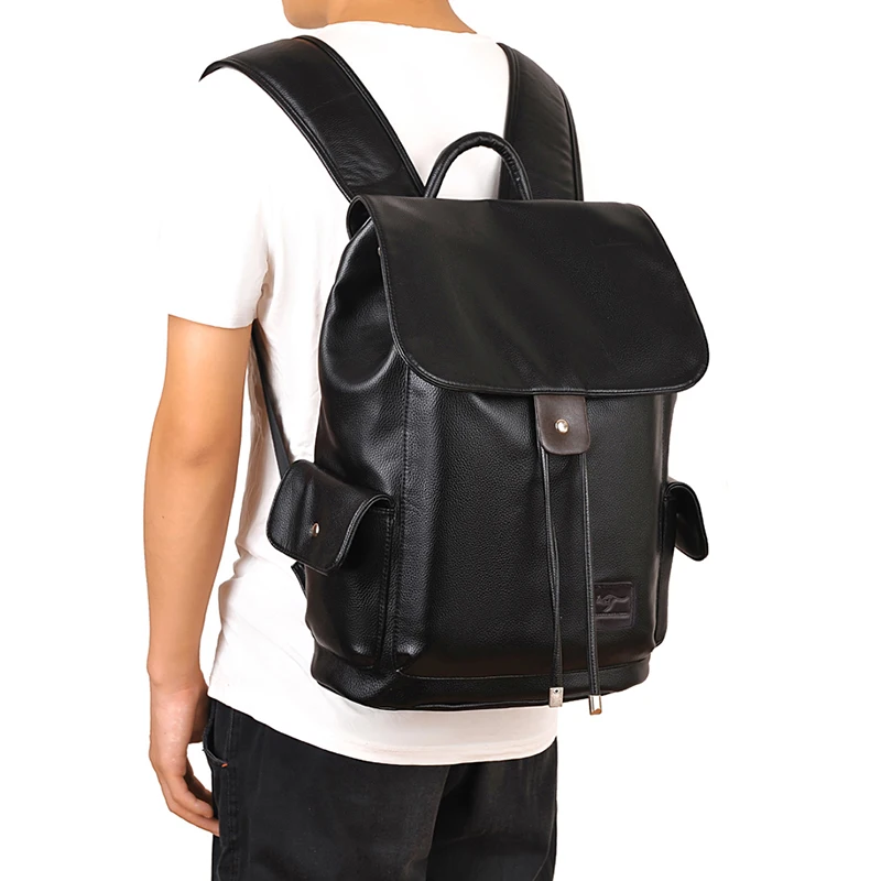 

Men's Backpack Simple High Quality Leather Backpack Male Leather Fashion Trend Youth Leisure Travel Computer Bag