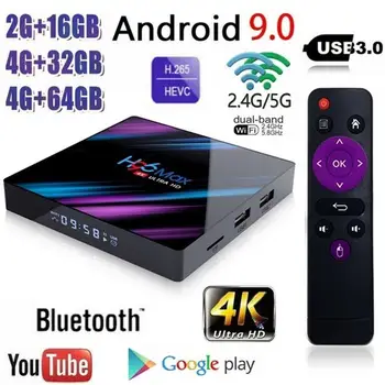 

H96 MAX Smart TV Box Android 9.0 Media Player 4K Google Voice Assistant 4GB 64GB USB 3.0 Support HDMI 2.0 HD YouTube Netflix