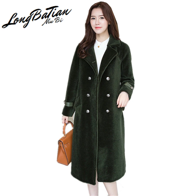2020 натуральное Женское пальто из овчины зимняя куртка женское длинное теплое