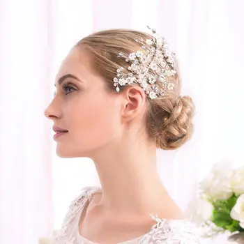 

Wedding Headdress Hair Jewelry Silver Pearl Bridal Hair Combs Gorgeous Crystal Bridal Hair Pins FS163