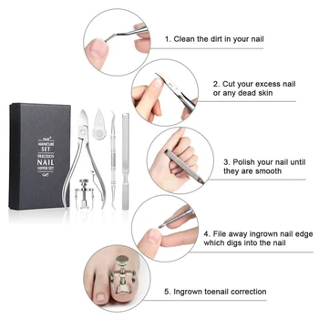 

Nail clipper Trimmer Cuticle Remover Nail lifter Set Kit For Ingrown Nail & Pedicure Manicure Cuticle Corrector Fixer Foot Care