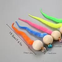 5 Pcs 2021 Newest Wiggly Ping Cat Toy Simulation Worm Toy With Bell Natural Safety Pet Supplies Random Color For Pet Accessories