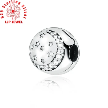 

Trendy Night Zirconia Silver color Fixed Clip Charm Beads fit Original Bracelets Women DIY Jewelry