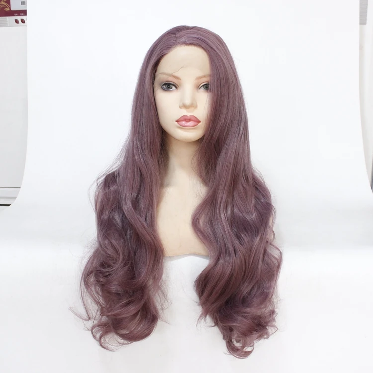 MRWIG средняя часть синтетический передний парик шнурка glueless 1b#2# длинные волнистые термостойкие волокна для женщин