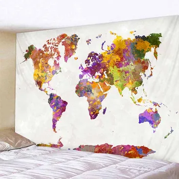 

Colorful Painting World Map Tapestry Wall Tapestry Hanging Home Backdrop Decor Wall Cloth Tapestries Carpet Hippie Bedspread