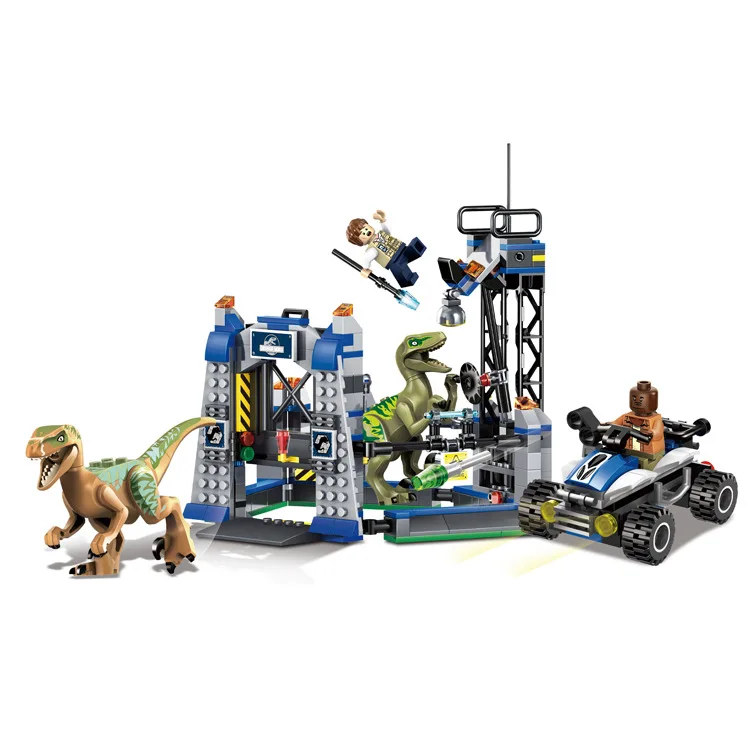 

Compatible legoinglys Jurassic World Park Raptor Escape High-speed Offroader Charlie Echo Model Building Blocks Toy Bricks
