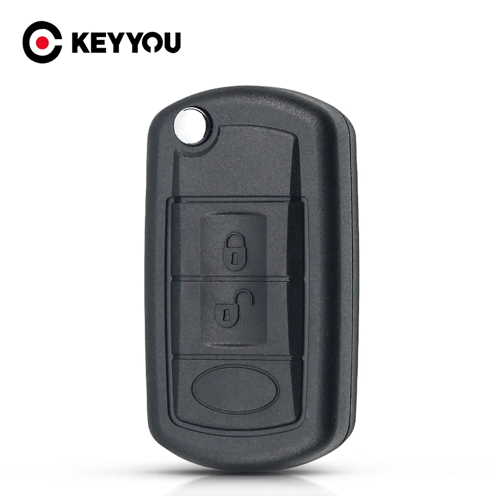KEYYOU reemplazo carcasa plegable funda de llave de control remoto abatible Fob 3 botón para LAND ROVER Range Rover Sport LR3 descubrimiento