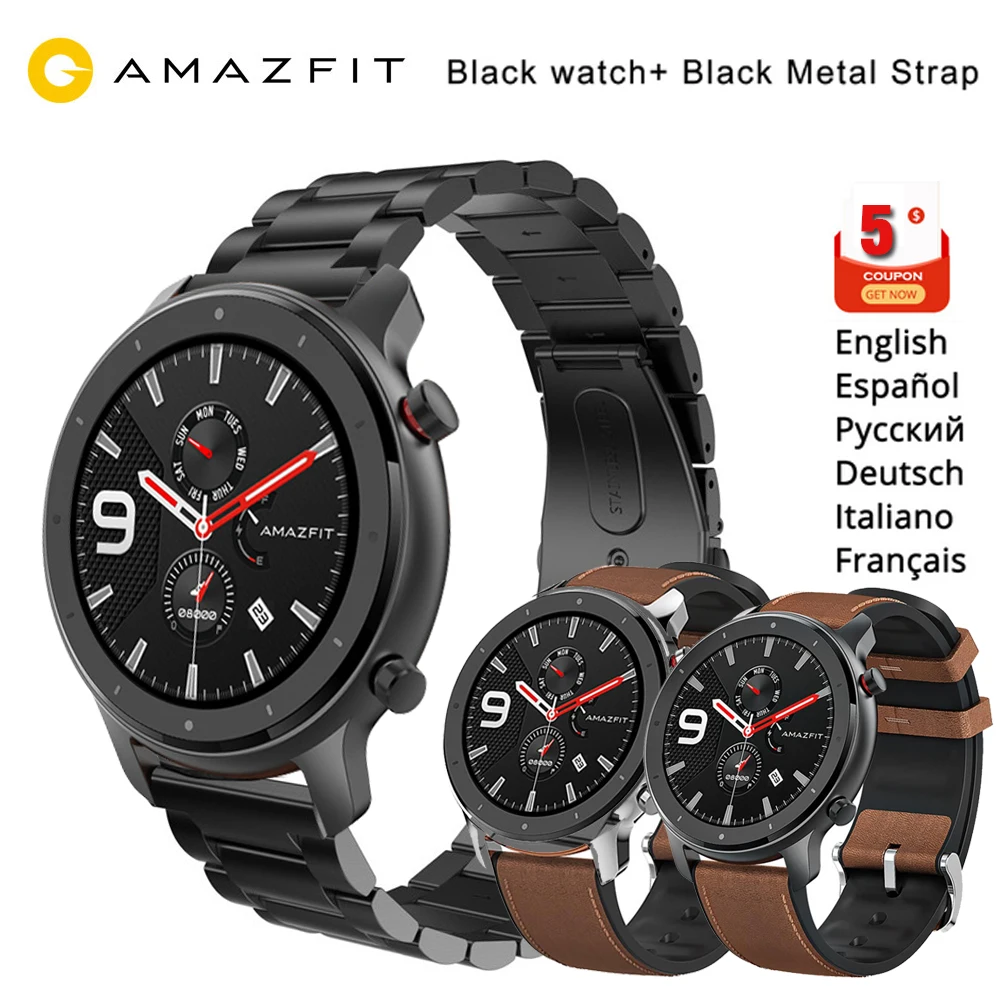 [Глобальная версия] Amazfit GTR 47 мм gps мужские и женские Смарт-часы 5 АТМ водонепроницаемые спортивные Смарт-часы 24 дня батарея Новинка