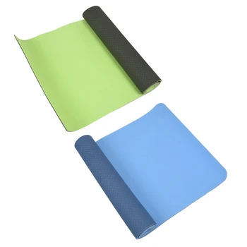 

1 Pcs 6mm Tpe Two-Color Non-Slip Yoga Mat Sports Mat 183 X 61cm Gym Home Fitness Tasteless Mat, Black & Blue