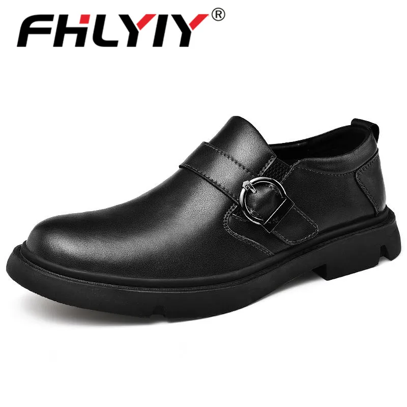 Black Fhlyiy/Брендовые мужские оксфорды; модельные туфли из натуральной кожи; модные лоферы; высококачественная повседневная мужская обувь на плоской подошве; размеры 38-46; Цвет Черный - Цвет: Black
