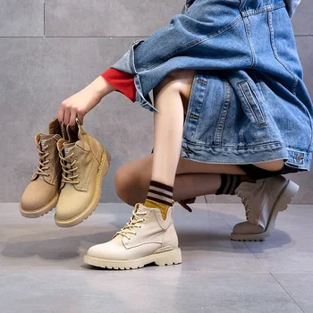 

New martin boots canvas boots korean version of gaobang desert boots knight's women's shoes safety shoes shoe work women