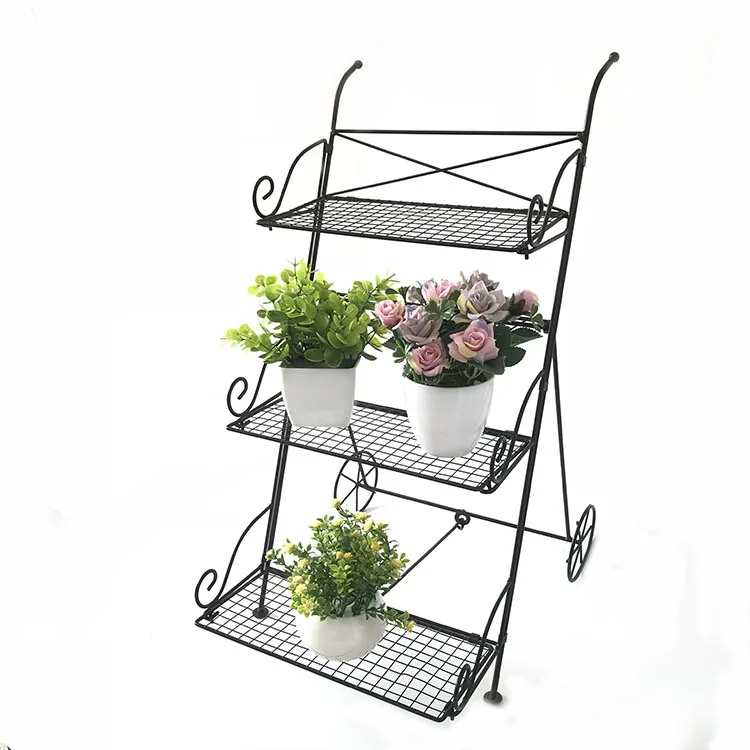 

Iron Plant Stand Cart Flower Pot Storage Rack Garden Plant Display Shelf Organizer Storage Indoor Outdoor Home Decoration
