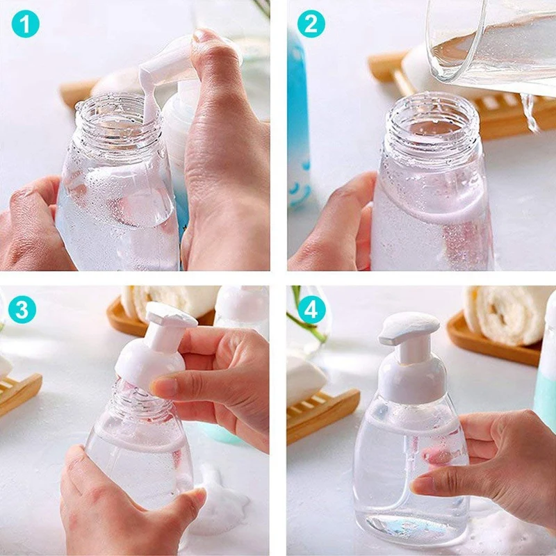 Овальные прозрачные пластиковые бутылки с дозатором для мыла с белыми пластиковыми верхними частями 10 унций, 6 упаковок(набор дозаторов для мыла