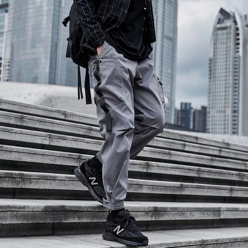 único estrada calças de carga dos homens techwear moda harajuku baggy joggers masculino hip hop japonês streetwear calças