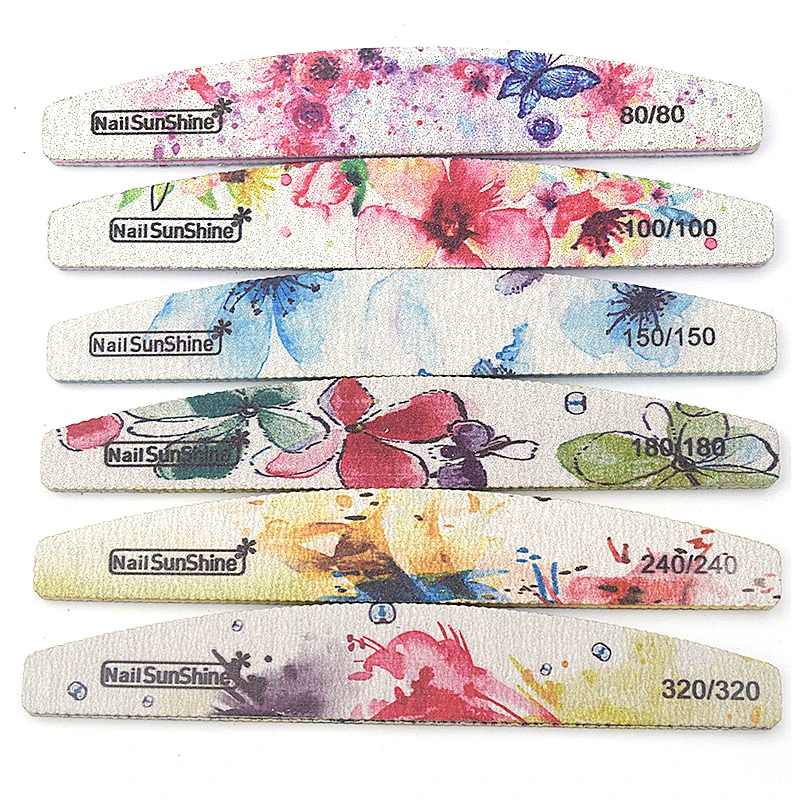 

5/10pcs Brand Nail File Flower Printed Nail Buffer Block Colorful Lime a ongle 80/100/150/180/240/320 Washable Files Manicure