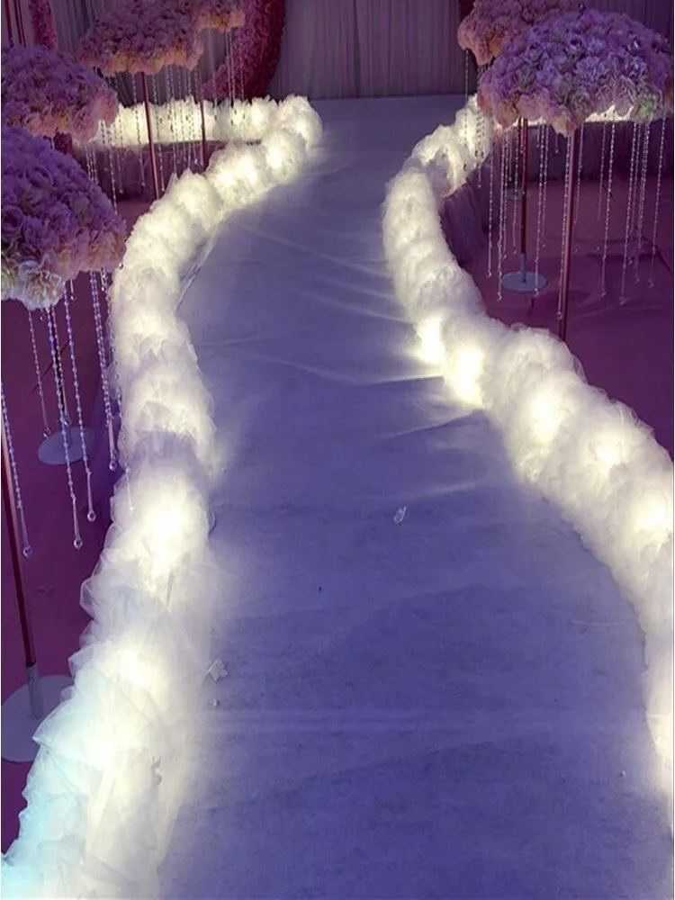 

Elegant White Wedding Decoration Snow Yarn String Party Aisle Runner Edge Decor Road Cited 10 Meters Long Free Shipping