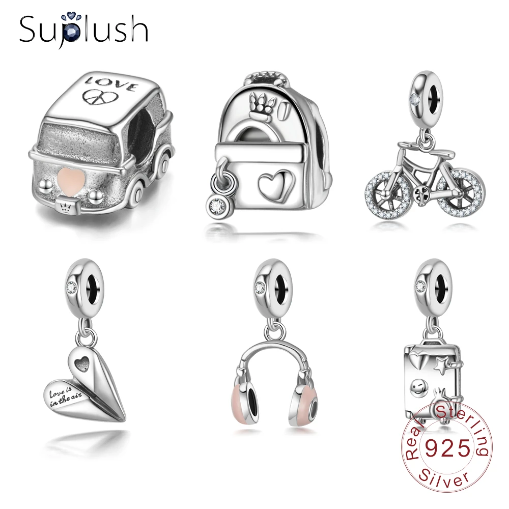 Suplush 925 Стерлингового Серебра Бусина Шарм для шарма Браслеты рюкзак сделай сам