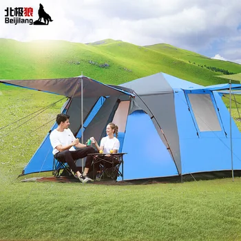 

Ziyouzhizhouluotuo Automatic Double-Layer Tent Outdoor 3-4 People Multi-Person Camping Tent Square Top Tent 088 New