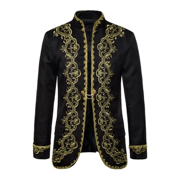 

New Men's Classic European Style Gold Embroidered Palace Stage Singer Suit Jacket Men