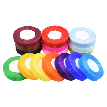 

2cm*45m Organza Polyester Ribbon Handmade Satin Silk Ribbon Tulle Fabric Gift Wrapping Belt DIY Wedding Birthday Party Decorates