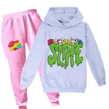 

New 2020 Summer Kids Baby Girl Clothes Hoodies Cartoon Cat Thin Sweater + Pants Cotton Toddler Children Clothing Hooded