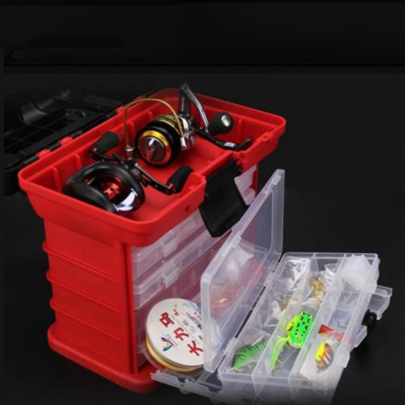 4 Layer Portable Carp Fishing Tackle Boxes Fishing Reel Line Lure Tool