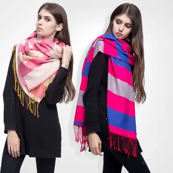 

[VIANOSI] New Striped Winter Scarf Women Fashion Hijab Scarf Brand Warm Foulard Brand Lady Bufanda Shawl