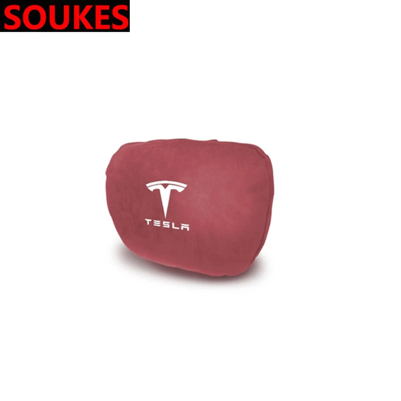 1 комплект для Tesla модель S модель X 3 P100D P85D автомобильное сиденье поддерживает подушку для спины поясничная Подушка подголовник шеи пены памяти - Название цвета: pillow red