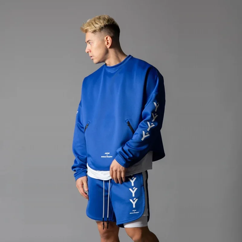 

Autumn and Winter New Fitness Long-sleeved Sweater Men's Stretch Cotton Sports and Leisure Training Loose Breathable Jacket