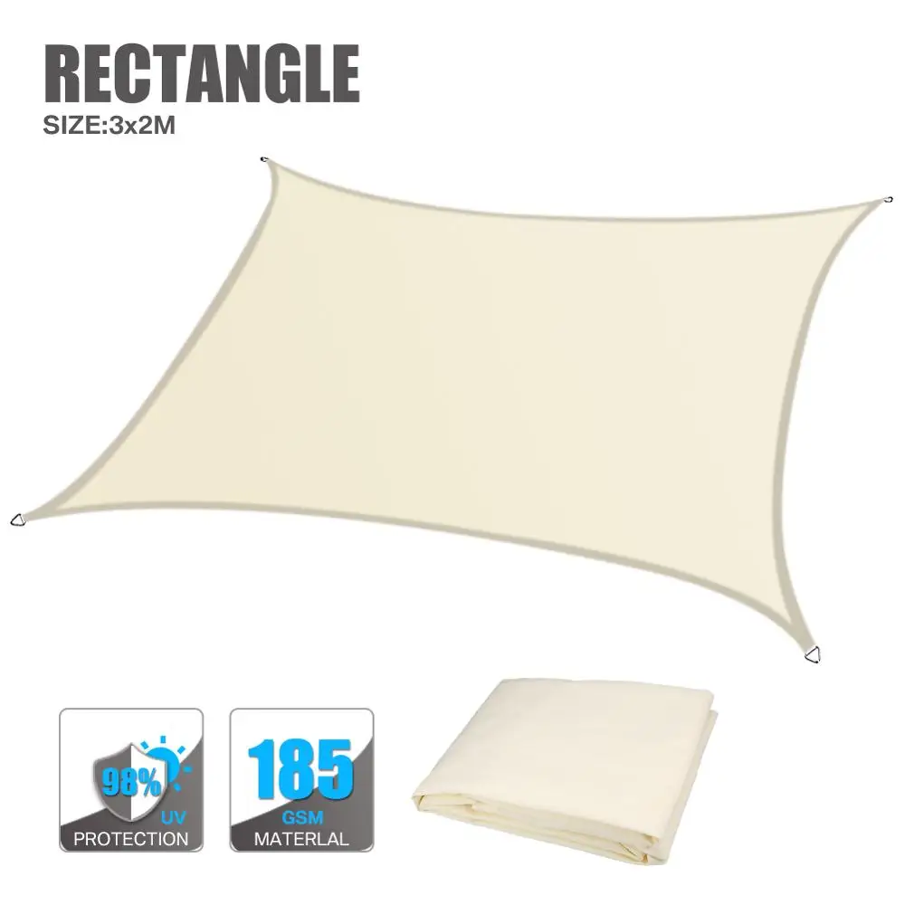 

3x2M 3x4M Sun Shelter Waterproof Rectangle Beige Awning Sun Shading Net For Outdoor Beach Garden Camping Pool Sun Shade Sail New