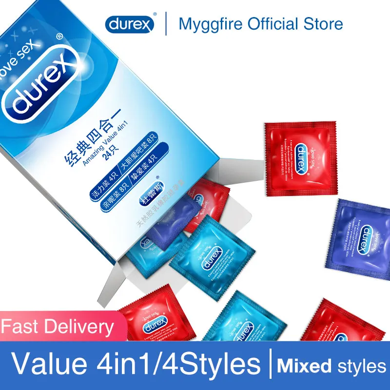 Durex презервативы 52 мм Удивительные 4 вида из натурального латекса петух для Для