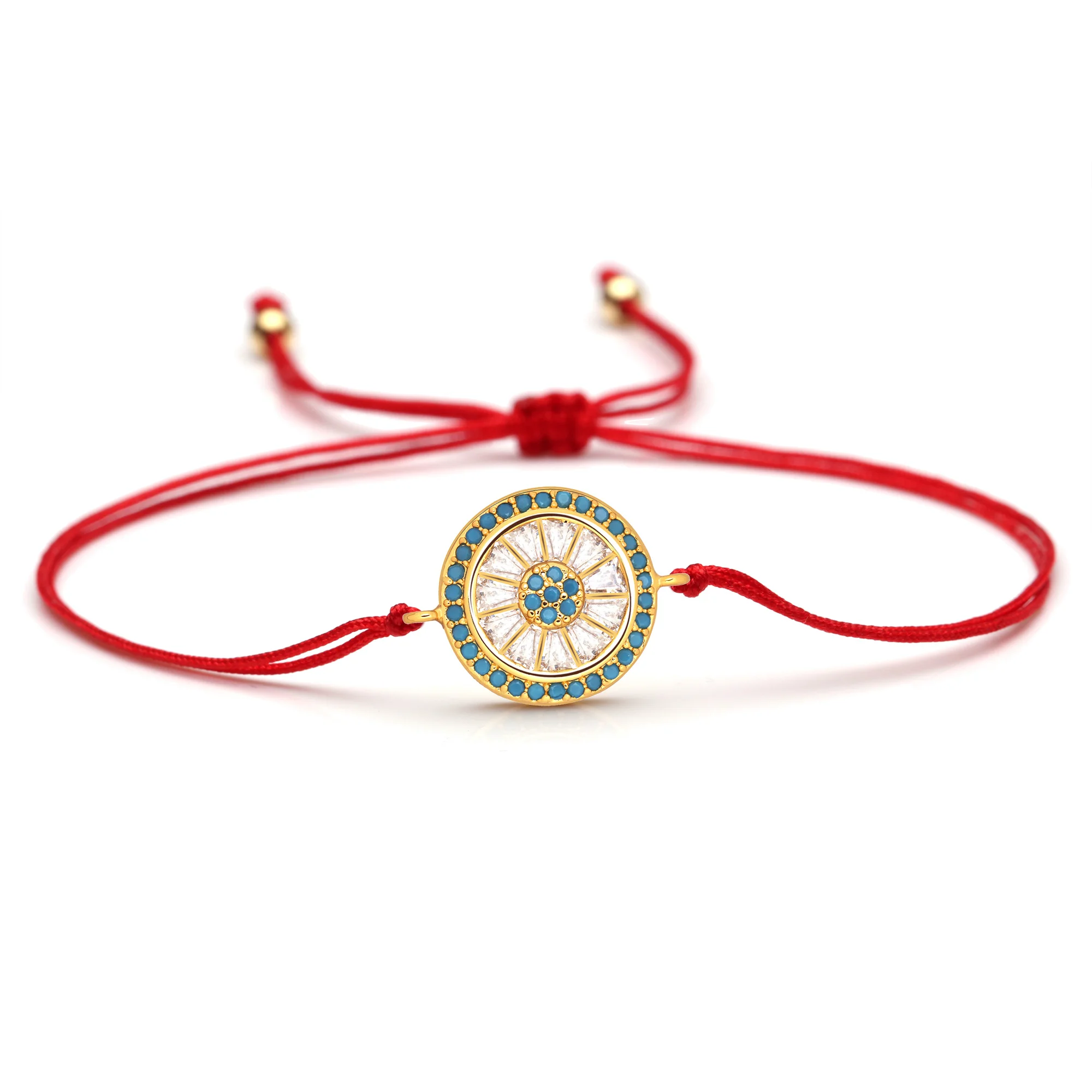 Круглый голубой фианит белый кристалл медь Подсолнух Шарм браслет женский 2020