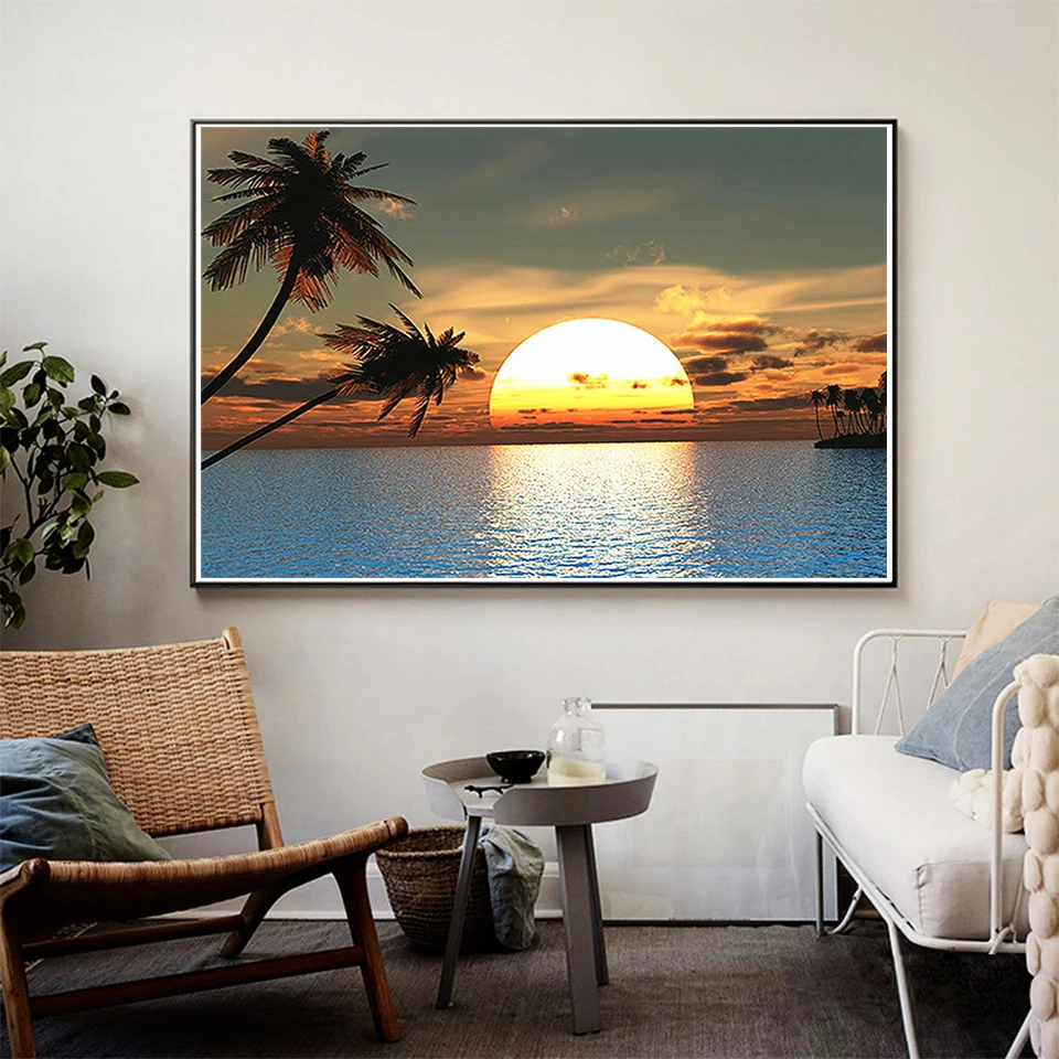 5D DIY Diamond Painting Landscape Sunset Dusk Rhinestone Picture Full Square/Round Diamond Embroidery Mosaic Home Decoration Kit