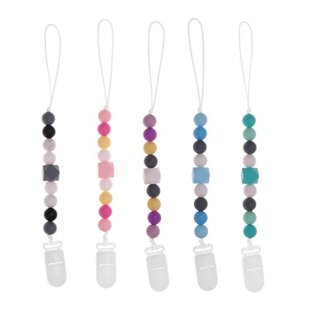 

1pc Silicone Pacifier Clip Bead Dummy Clip Holder Cute Pacifier Clips Soother Chains Baby Teething Toy For Baby Chew