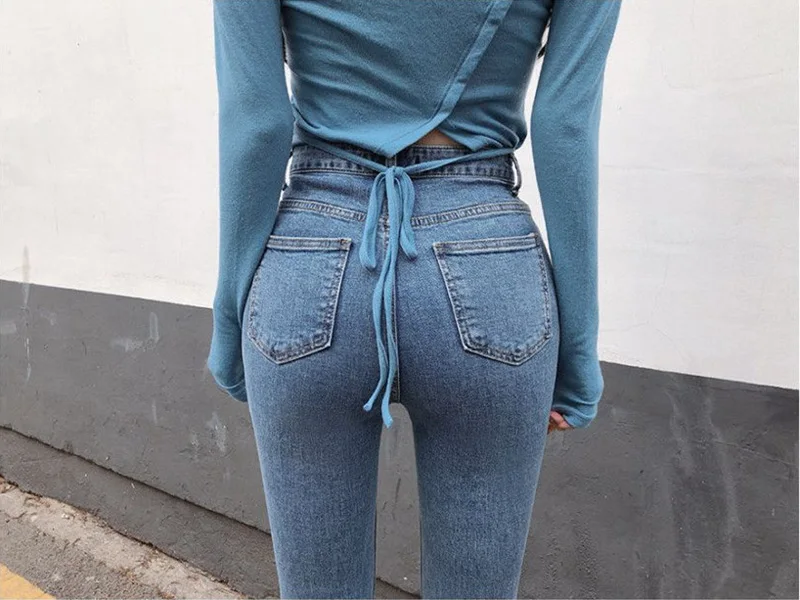 TUHAO/осенние винтажные однобортные женские джинсы, Стрейчевые Капри с высокой талией, уличная одежда, женские джинсы с разрезом на манжетах, брюки T7377
