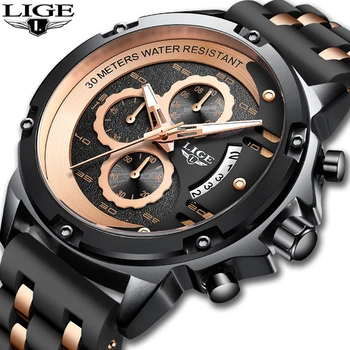 

Relogio Masculino 2020 LIGE Mens Watches Top Luxury Brand Waterproof Sports Watch Chronograph Military Silicone Quartz Watch+Box